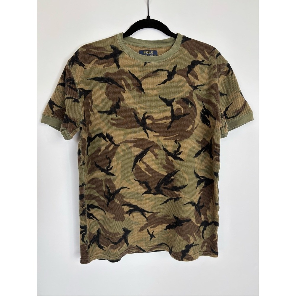 Polo Ralph Lauren Camouflage Camo Thermal Waffle Knit Short Sleeve Tee L